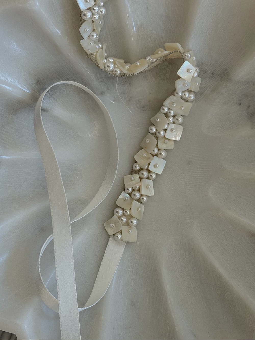 A.B. Ellie Pearl Beaded Ribbon Belt